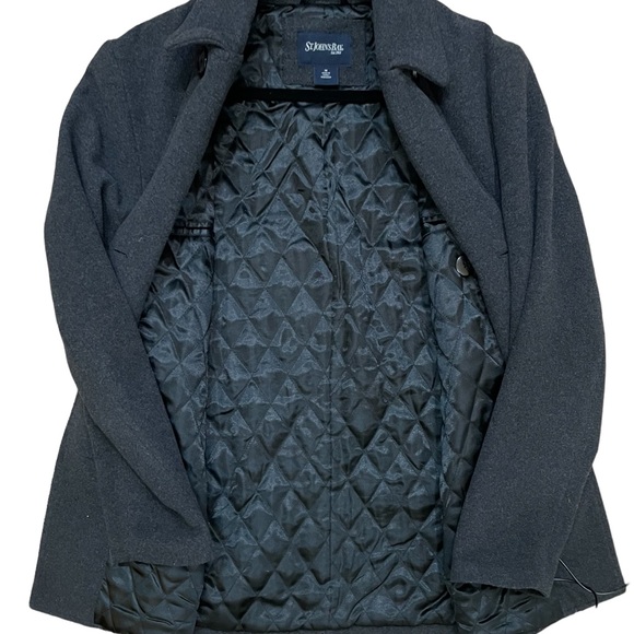 ST. JOHN'S BAY Wool Jacket Pea Coat Overcoat Mens Size M Color Dark Gray - Picture 5 of 9